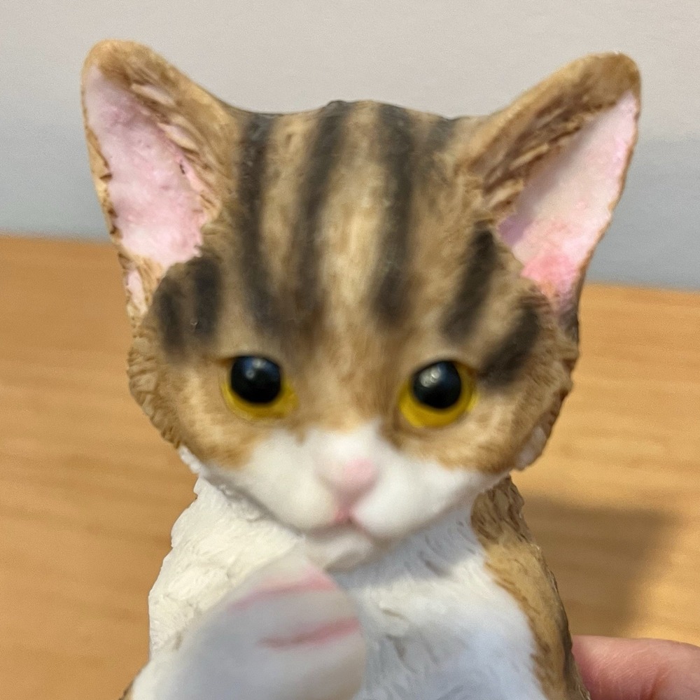 Sitco Importing Tabby Cat Kitten Figurine Playing Yarn Balls Collectible Decor